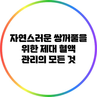 자연스러운 쌍꺼풀을 위한 제대 혈액 관리의 모든 것