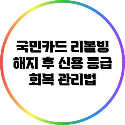 국민카드 리볼빙 해지 후 신용 등급 회복 관리법