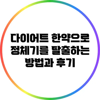 다이어트 한약으로 정체기를 탈출하는 방법과 후기