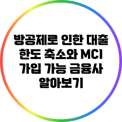 방공제로 인한 대출 한도 축소와 MCI 가입 가능 금융사 알아보기