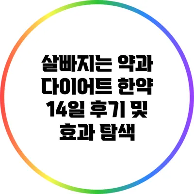 살빠지는 약과 다이어트 한약: 14일 후기 및 효과 탐색