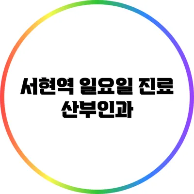 서현역 일요일 진료 산부인과