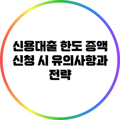 신용대출 한도 증액 신청 시 유의사항과 전략
