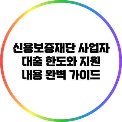 신용보증재단 사업자 대출 한도와 지원 내용 완벽 가이드