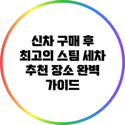 신차 구매 후 최고의 스팀 세차 추천 장소 완벽 가이드