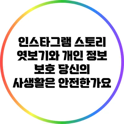 인스타그램 스토리 엿보기와 개인 정보 보호: 당신의 사생활은 안전한가요?