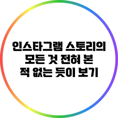 인스타그램 스토리의 모든 것: 전혀 본 적 없는 듯이 보기