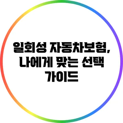 일회성 자동차보험, 나에게 맞는 선택 가이드