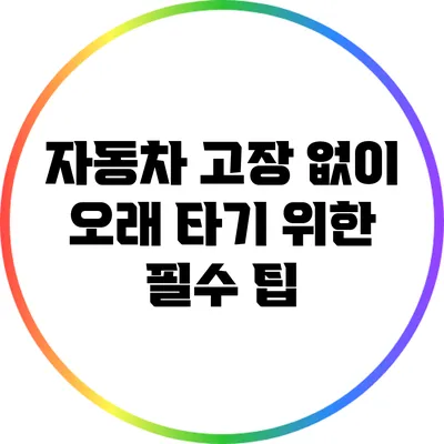 자동차 고장 없이 오래 타기 위한 필수 팁