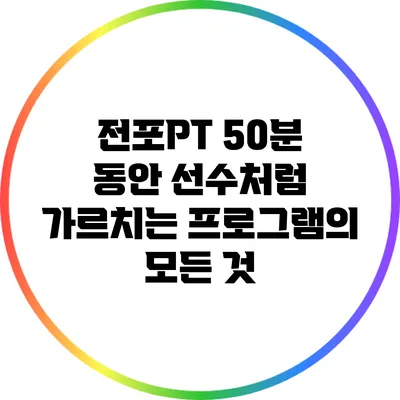 전포PT: 50분 동안 선수처럼 가르치는 프로그램의 모든 것