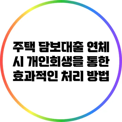 주택 담보대출 연체 시 개인회생을 통한 효과적인 처리 방법
