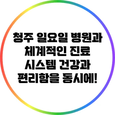청주 일요일 병원과 체계적인 진료 시스템: 건강과 편리함을 동시에!