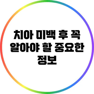 치아 미백 후 꼭 알아야 할 중요한 정보