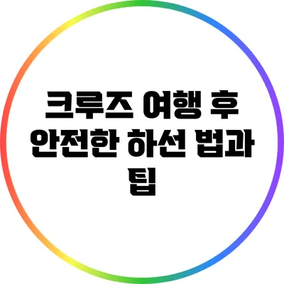 크루즈 여행 후 안전한 하선 법과 팁