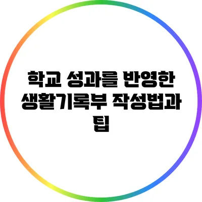 학교 성과를 반영한 생활기록부 작성법과 팁