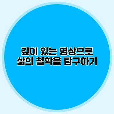 깊이 있는 명상으로 삶의 철학을 탐구하기