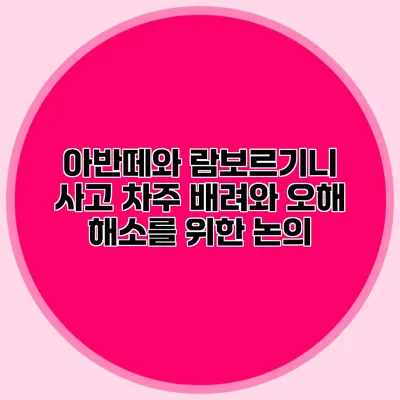 아반떼와 람보르기니 사고: 차주 배려와 오해 해소를 위한 논의