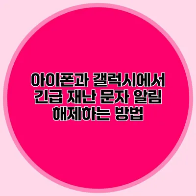 아이폰과 갤럭시에서 긴급 재난 문자 알림 해제하는 방법