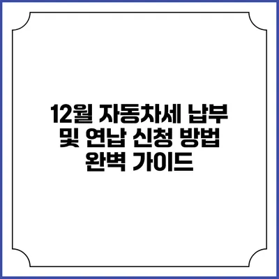 12월 자동차세 납부 및 연납 신청 방법 완벽 가이드