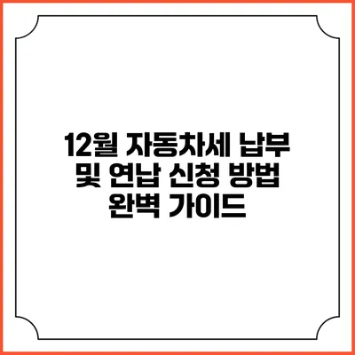 12월 자동차세 납부 및 연납 신청 방법 완벽 가이드