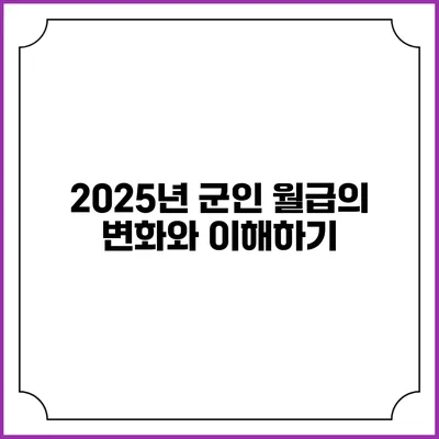 2025년 군인 월급의 변화와 이해하기
