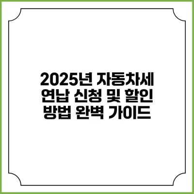 2025년 자동차세 연납 신청 및 할인 방법 완벽 가이드
