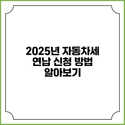 2025년 자동차세 연납 신청 방법 알아보기