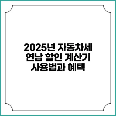 2025년 자동차세 연납 할인 계산기 사용법과 혜택