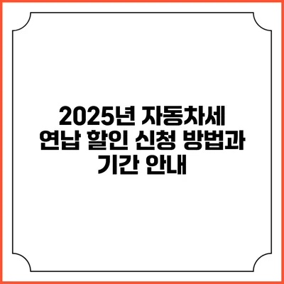 2025년 자동차세 연납 할인 신청 방법과 기간 안내