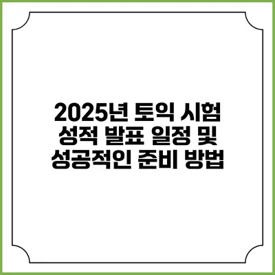 2025년 토익 시험 성적 발표 일정 및 성공적인 준비 방법