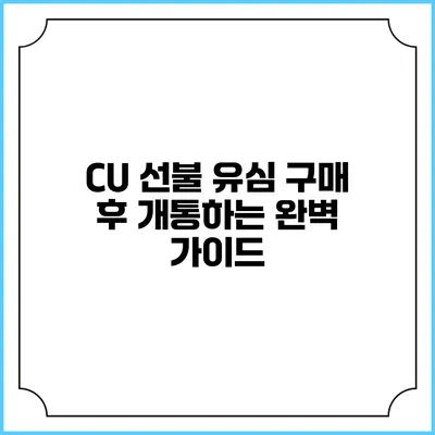 CU 선불 유심 구매 후 개통하는 완벽 가이드