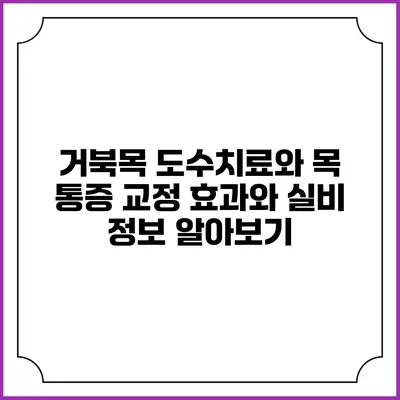 거북목 도수치료와 목 통증 교정: 효과와 실비 정보 알아보기