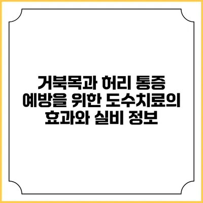 거북목과 허리 통증 예방을 위한 도수치료의 효과와 실비 정보