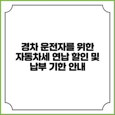 경차 운전자를 위한 자동차세 연납 할인 및 납부 기한 안내