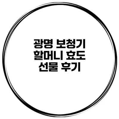 광명 보청기 할머니 효도 선물 후기