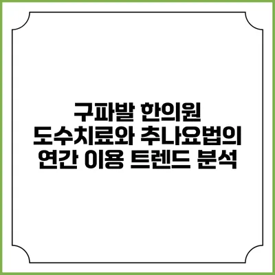 구파발 한의원 도수치료와 추나요법의 연간 이용 트렌드 분석