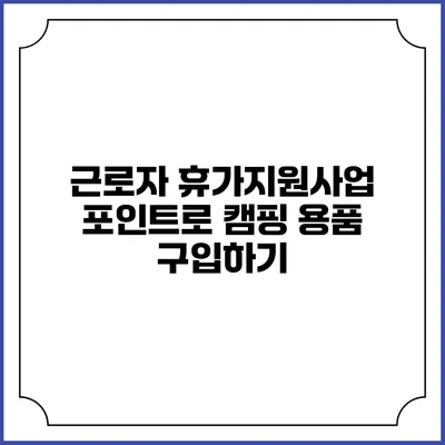 근로자 휴가지원사업 포인트로 캠핑 용품 구입하기