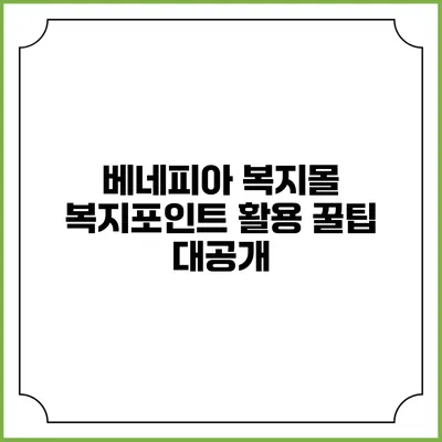 베네피아 복지몰 복지포인트 활용 꿀팁 대공개