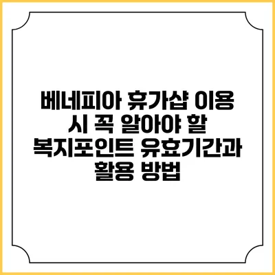 베네피아 휴가샵 이용 시 꼭 알아야 할 복지포인트 유효기간과 활용 방법