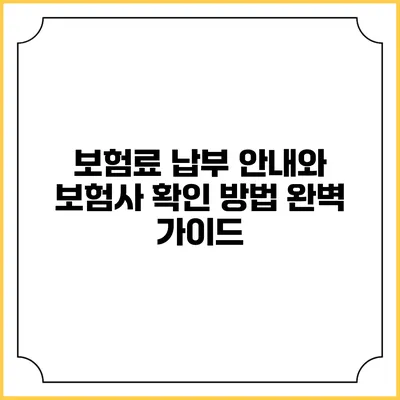 보험료 납부 안내와 보험사 확인 방법 완벽 가이드