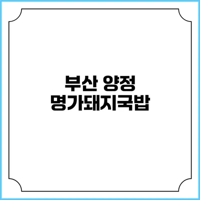 부산 양정 명가돼지국밥