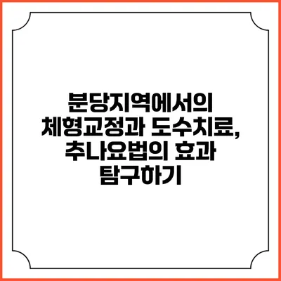 분당지역에서의 체형교정과 도수치료, 추나요법의 효과 탐구하기