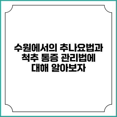 수원에서의 추나요법과 척추 통증 관리법에 대해 알아보자