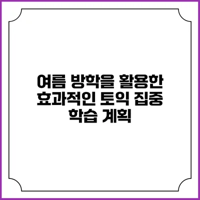 여름 방학을 활용한 효과적인 토익 집중 학습 계획