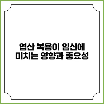 엽산 복용이 임신에 미치는 영향과 중요성