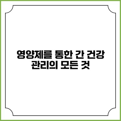 영양제를 통한 간 건강 관리의 모든 것