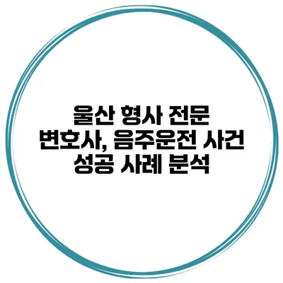 울산 형사 전문 변호사, 음주운전 사건 성공 사례 분석