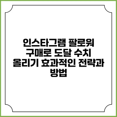 인스타그램 팔로워 구매로 도달 수치 올리기: 효과적인 전략과 방법