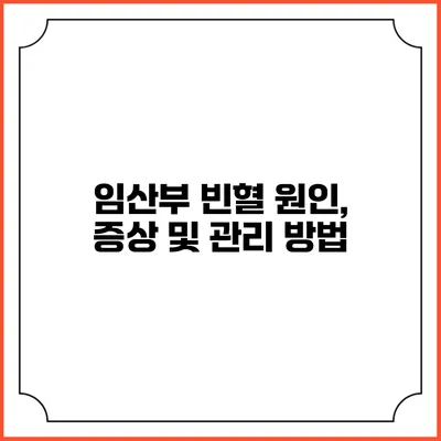 임산부 빈혈: 원인, 증상 및 관리 방법