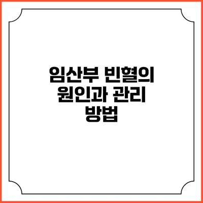 임산부 빈혈의 원인과 관리 방법